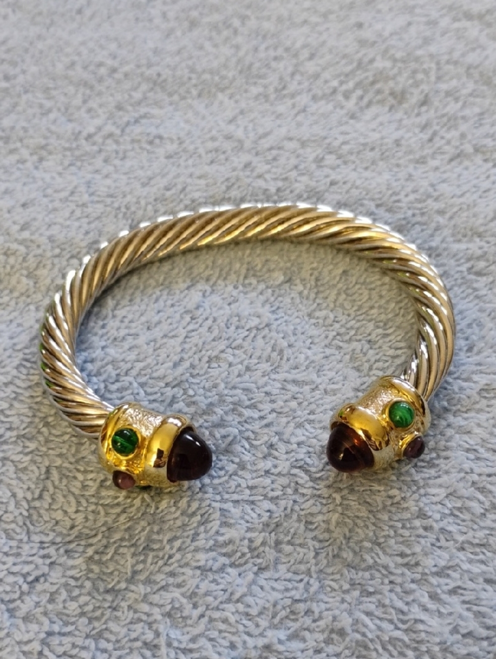 Silver Cuff With Faux Gem Embellishments